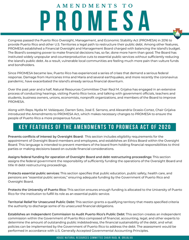 Amendments To PROMESA Act of 2020